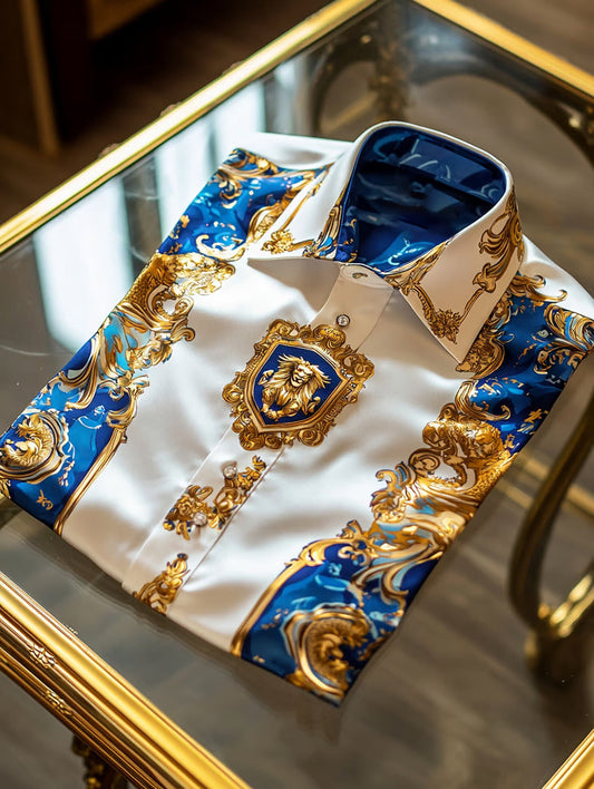 Men's Satin Luxury Business Long Sleeve Shirt M Lilen