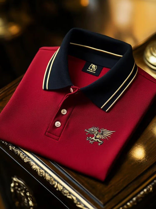 Men's Vintage Business Long Sleeve Polo Shirt M Lilen