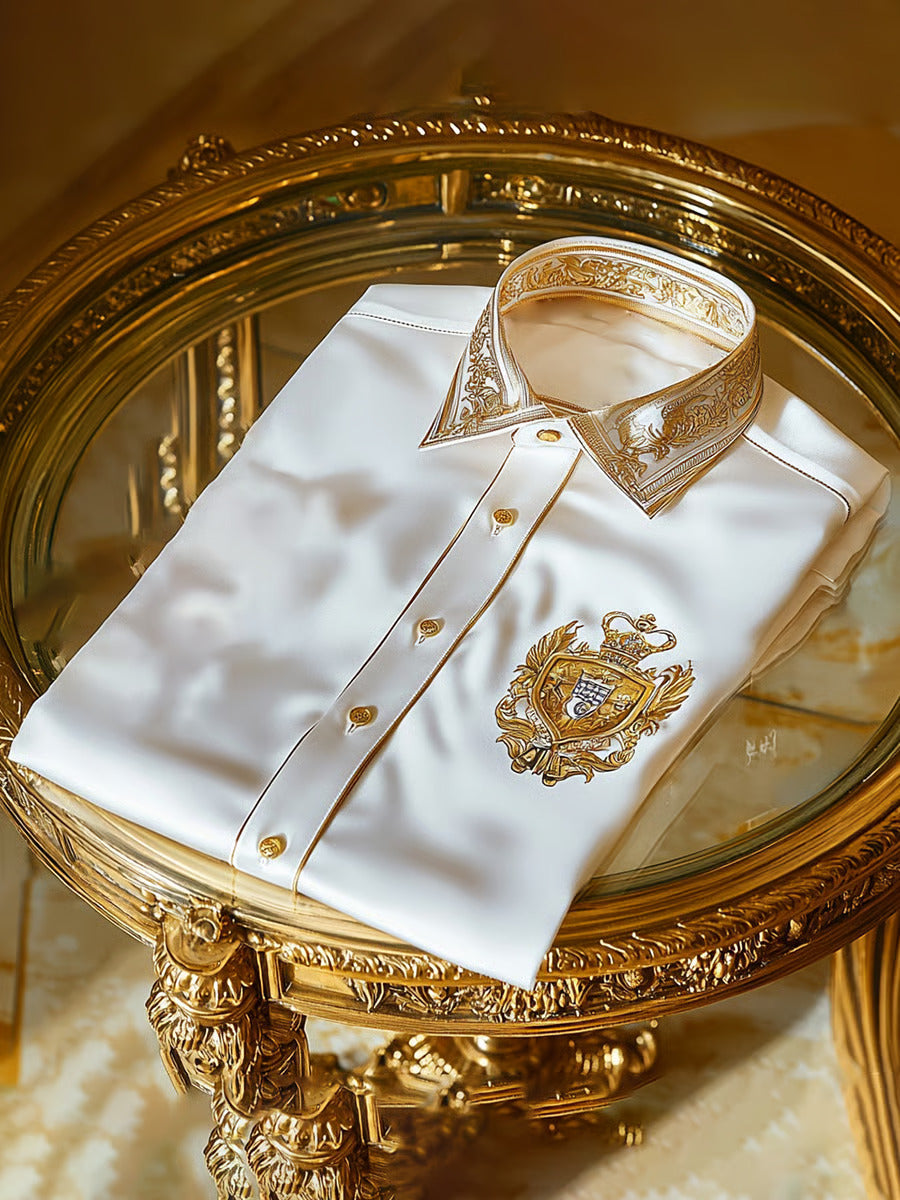 Men's Silk Luxury Business Long Sleeve Shirt M Lilen
